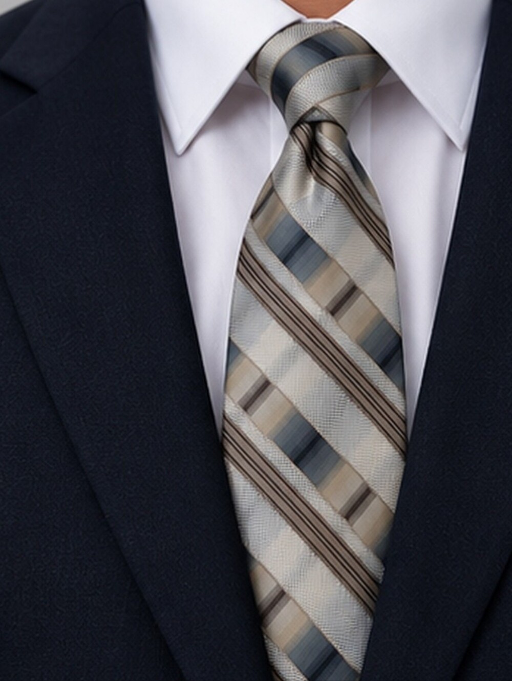 Joseph & Feiss International 100% Silk Plaid Stripe Necktie